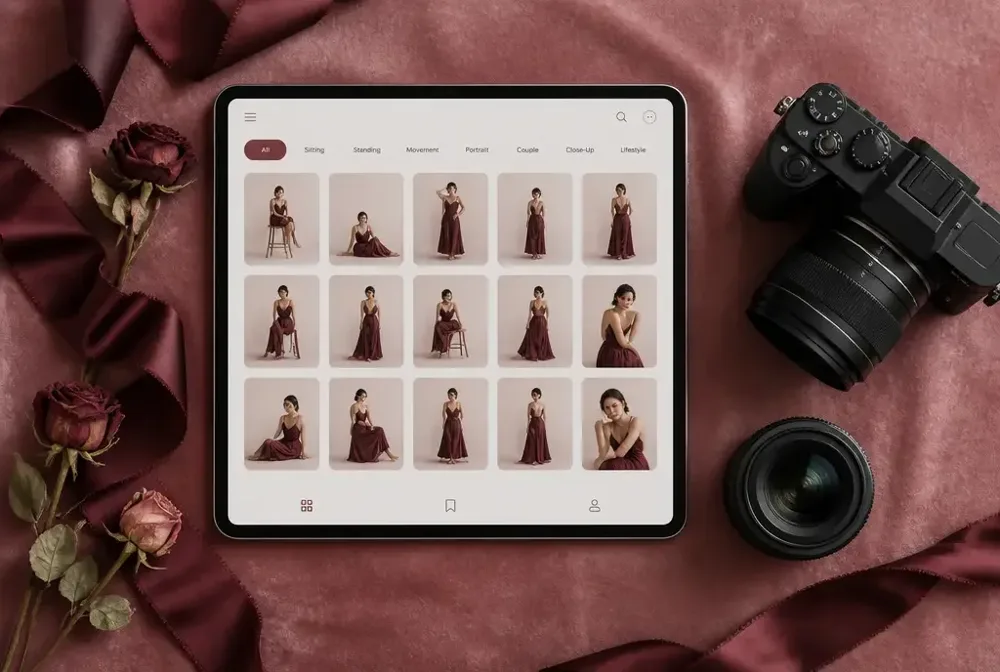 The Boudoir Playbook с разделами по локациям на планшете